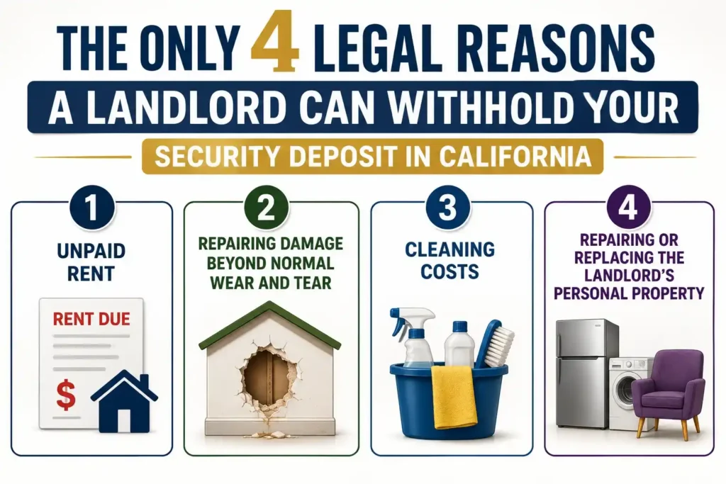 4 legal reasons California landlords can keep a security deposit.