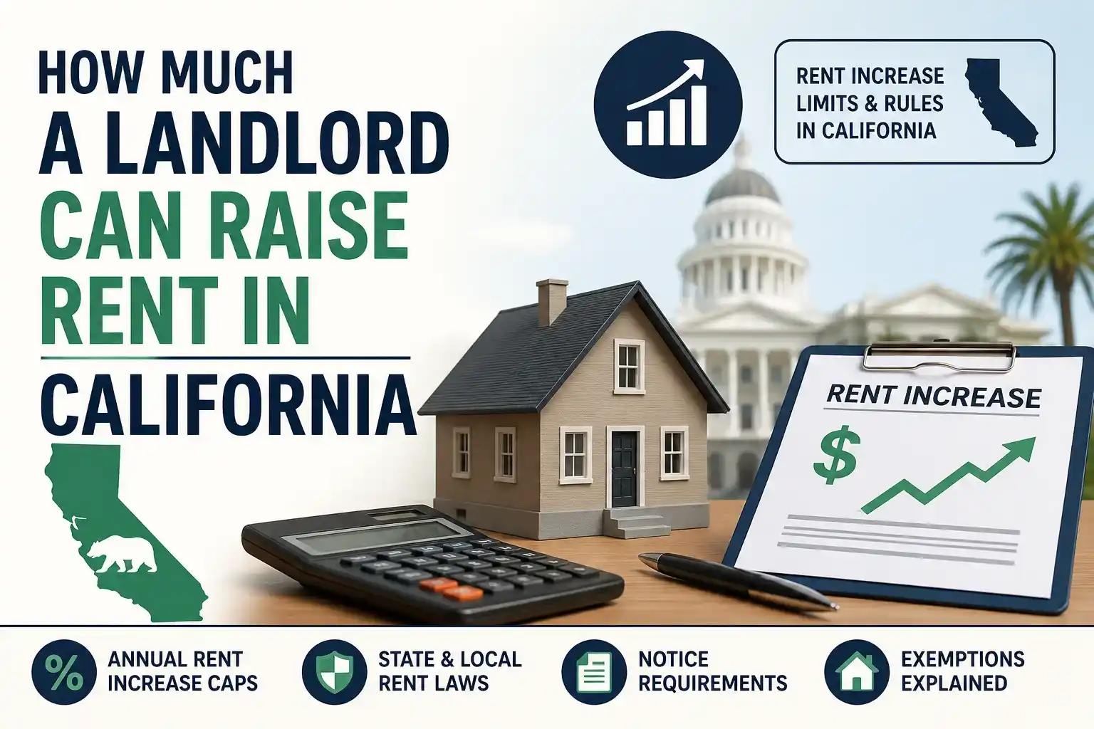How Much a Landlord Can Raise Rent in California under AB 1482 rent increase laws.