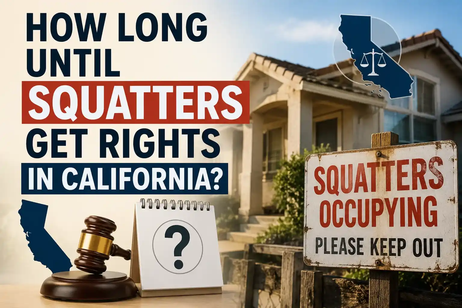 How Long Until Squatters Get Rights in California feature image showing property laws and unauthorized occupants.