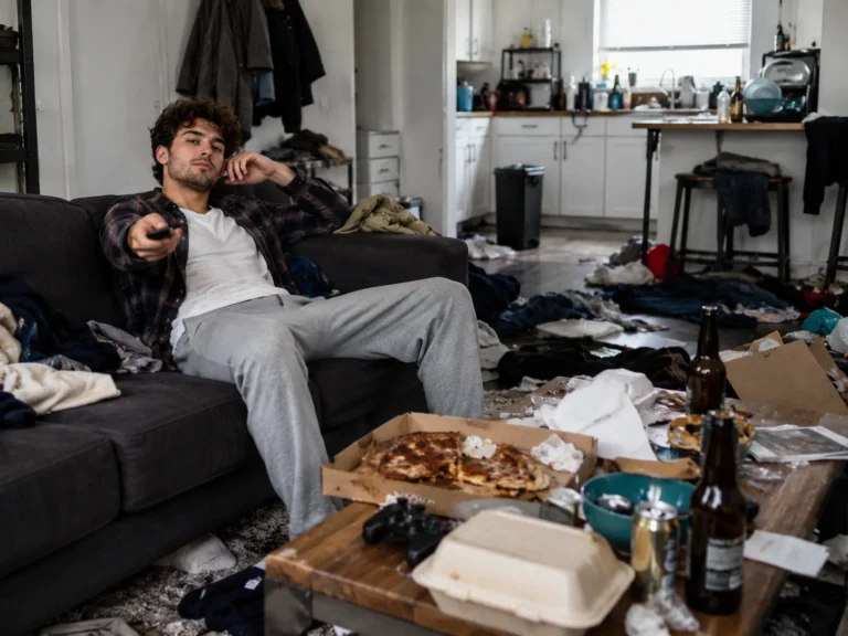 Messy rental apartment showing how to get rid of bad tenants in California when renters neglect the property.