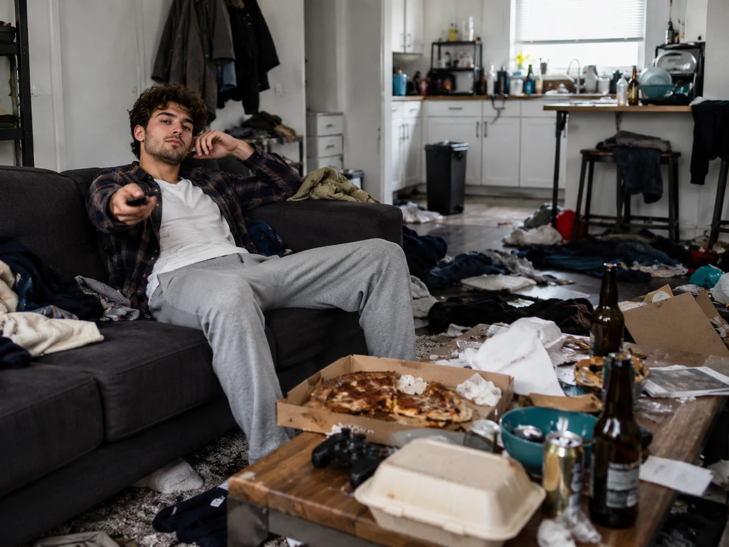 Messy rental apartment showing how to get rid of bad tenants in California when renters neglect the property.